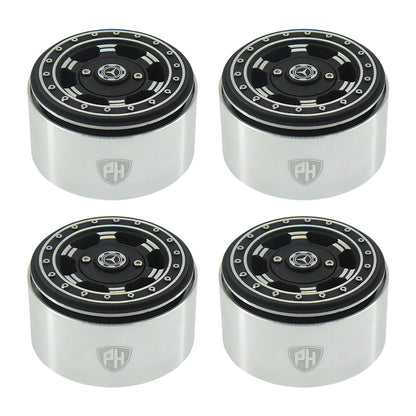 Powerhobby Aluminum 2.2" Beadlock Wheels Black / Silver (4) 1/10 Rock Crawler