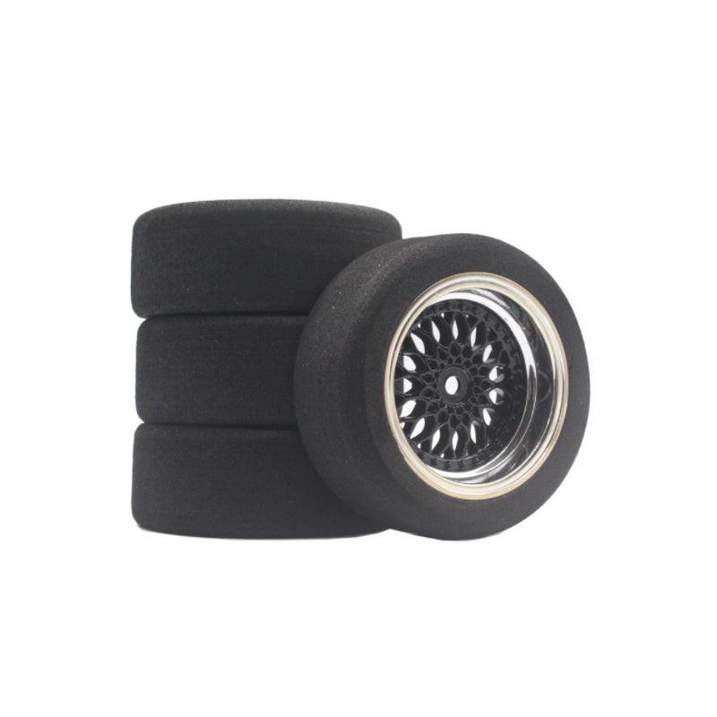 Powerhobby Mounted Foam Tires / Wheels (4) 1/10 Touring Car 6mm Offset Black