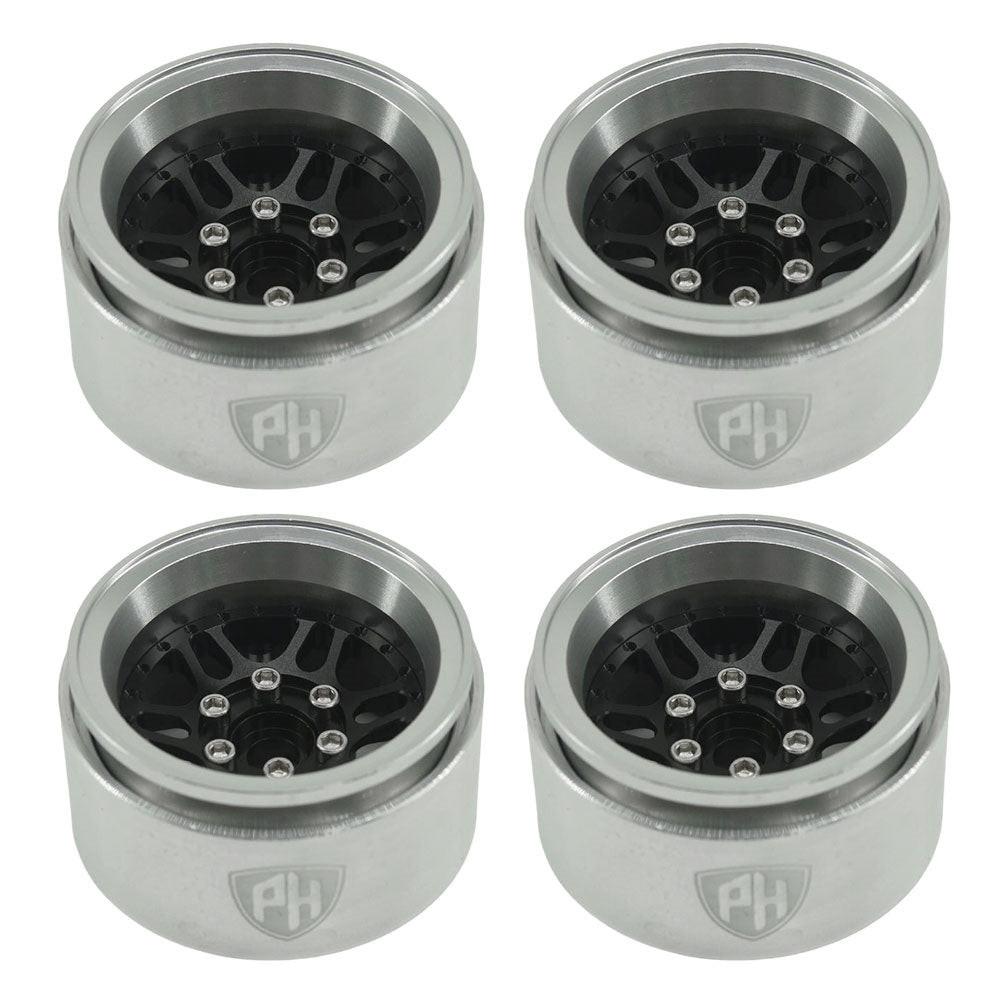 Powerhobby 1.9" 10MM Offset Aluminum Wheels Black (4) 1/10 Crawler