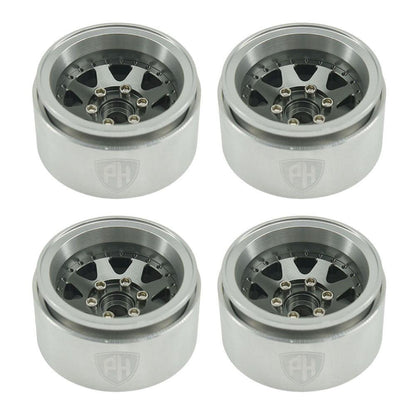 Powerhobby 1.9" 10MM Offset Aluminum Wheels Titanium (4) 1/10 Crawler