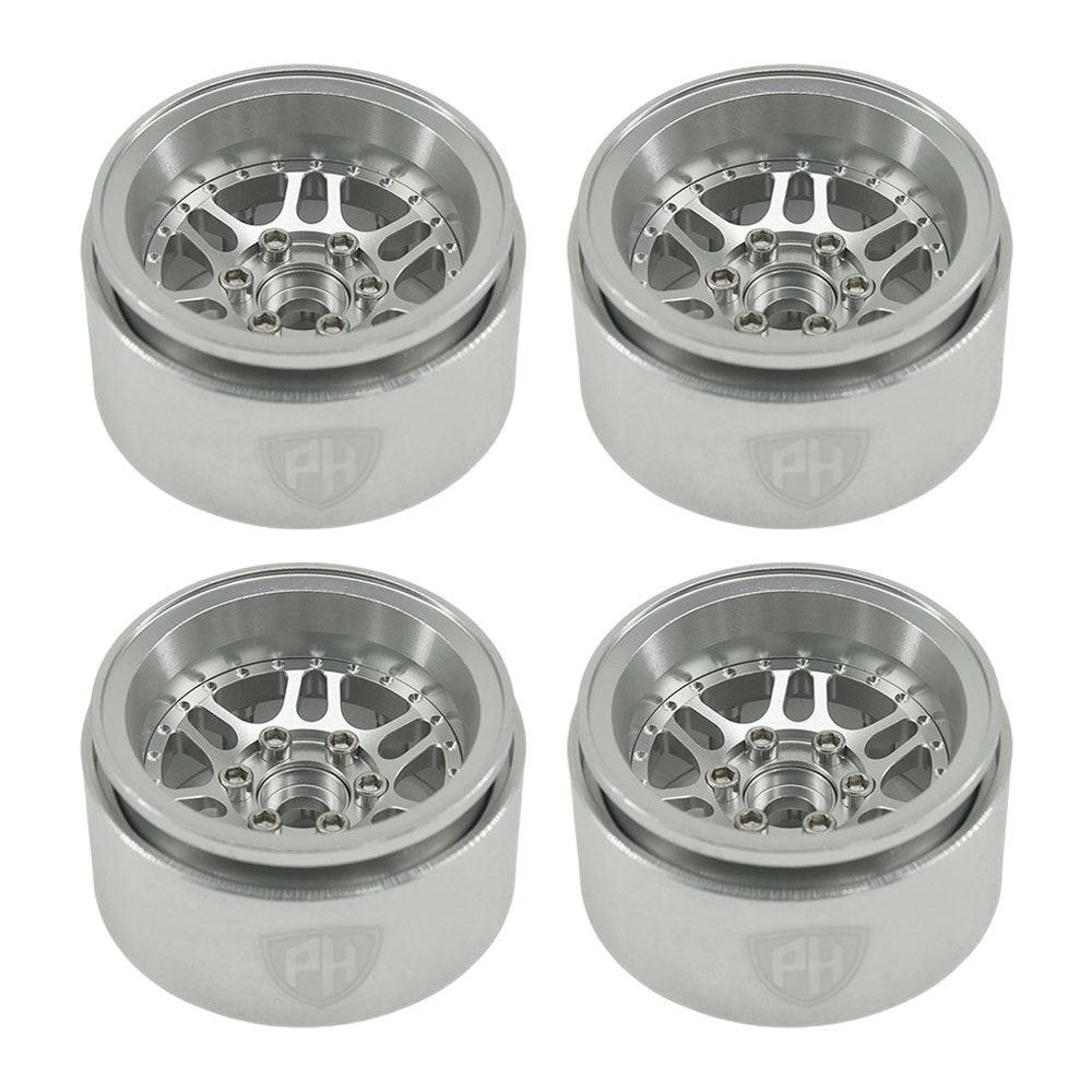 Powerhobby 1.9" 10MM Offset Aluminum Wheels Silver (4) 1/10 Crawler