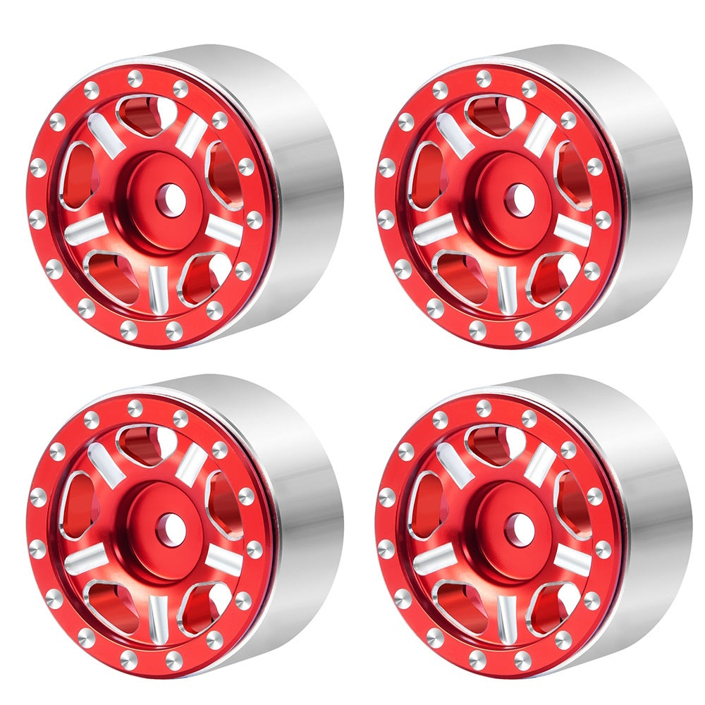 Powerhobby 1.0" Beadlock Wheels Red (4) 1/24 Rock Crawler