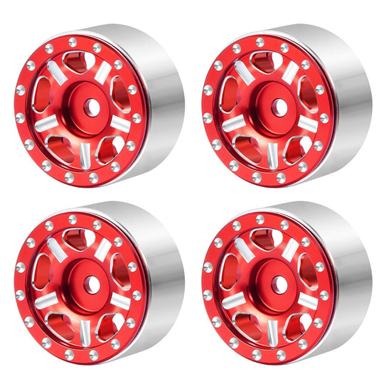 Powerhobby 1.0" Beadlock Wheels Red (4) 1/24 Rock Crawler