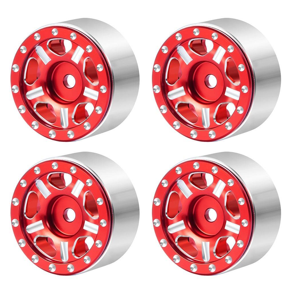 Powerhobby 1.0" Beadlock Wheels Red (4) 1/24 Rock Crawler