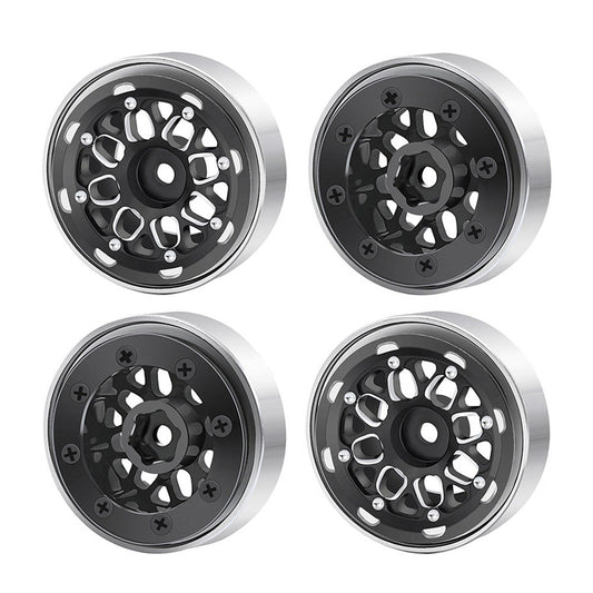 Powerhobby 1.0" Beadlock Wheels Black (4) 1/24 Rock Crawler