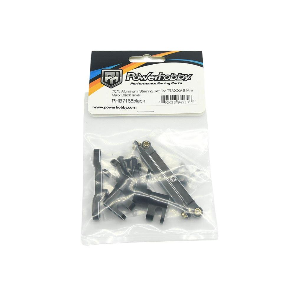 Powerhobby 7075 Aluminum Steering / Bellcrank Set Black FOR Traxxas Mini Maxx