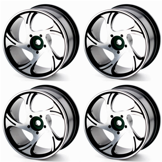 Powerhobby Aluminum 1/10 Touring Car Wheels / Rims Black (4) 12mm Hex -