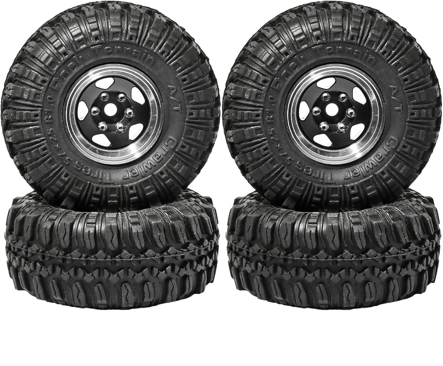 1.0" Mounted Tires / Wheels (4) 1/24 Rock Crawler
