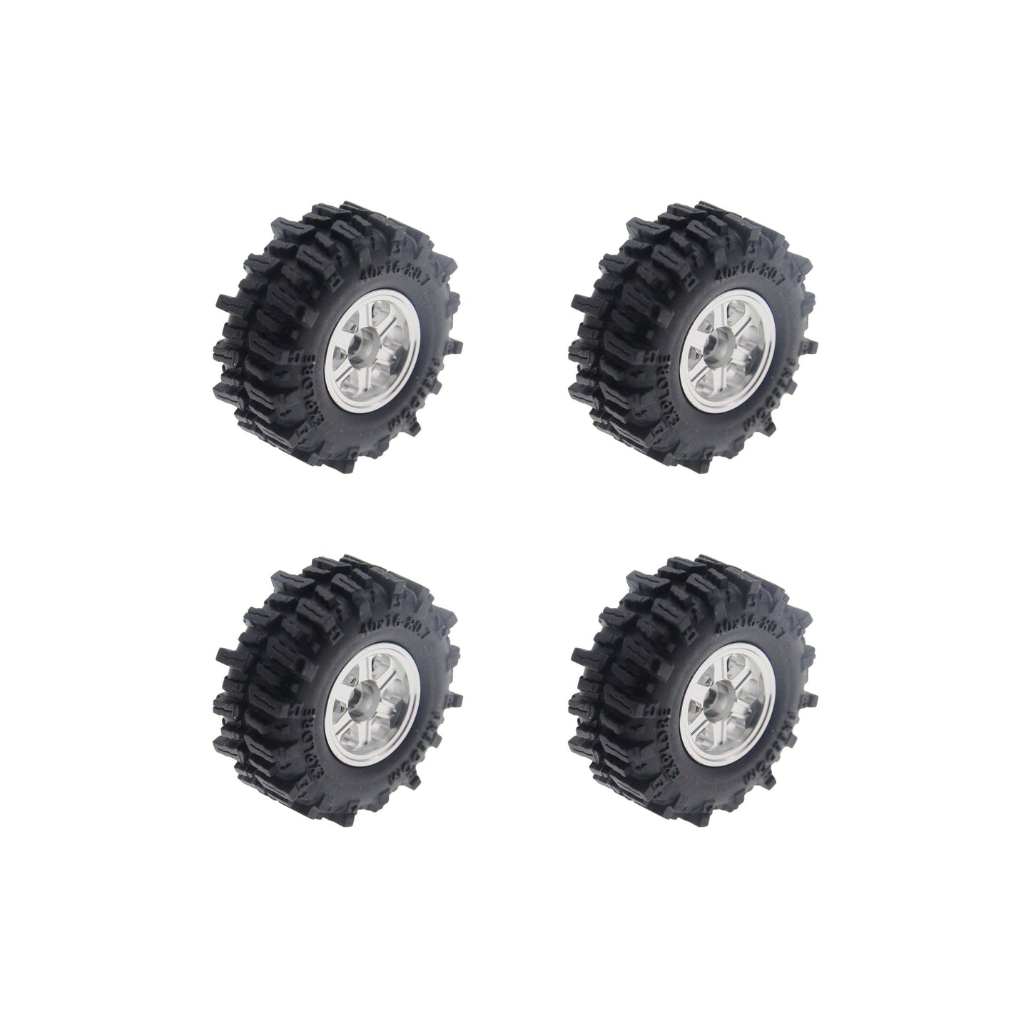 Powerhobby Axial SCX30 0.7" Aluminum Wheels / Tires (4) Silver Type B