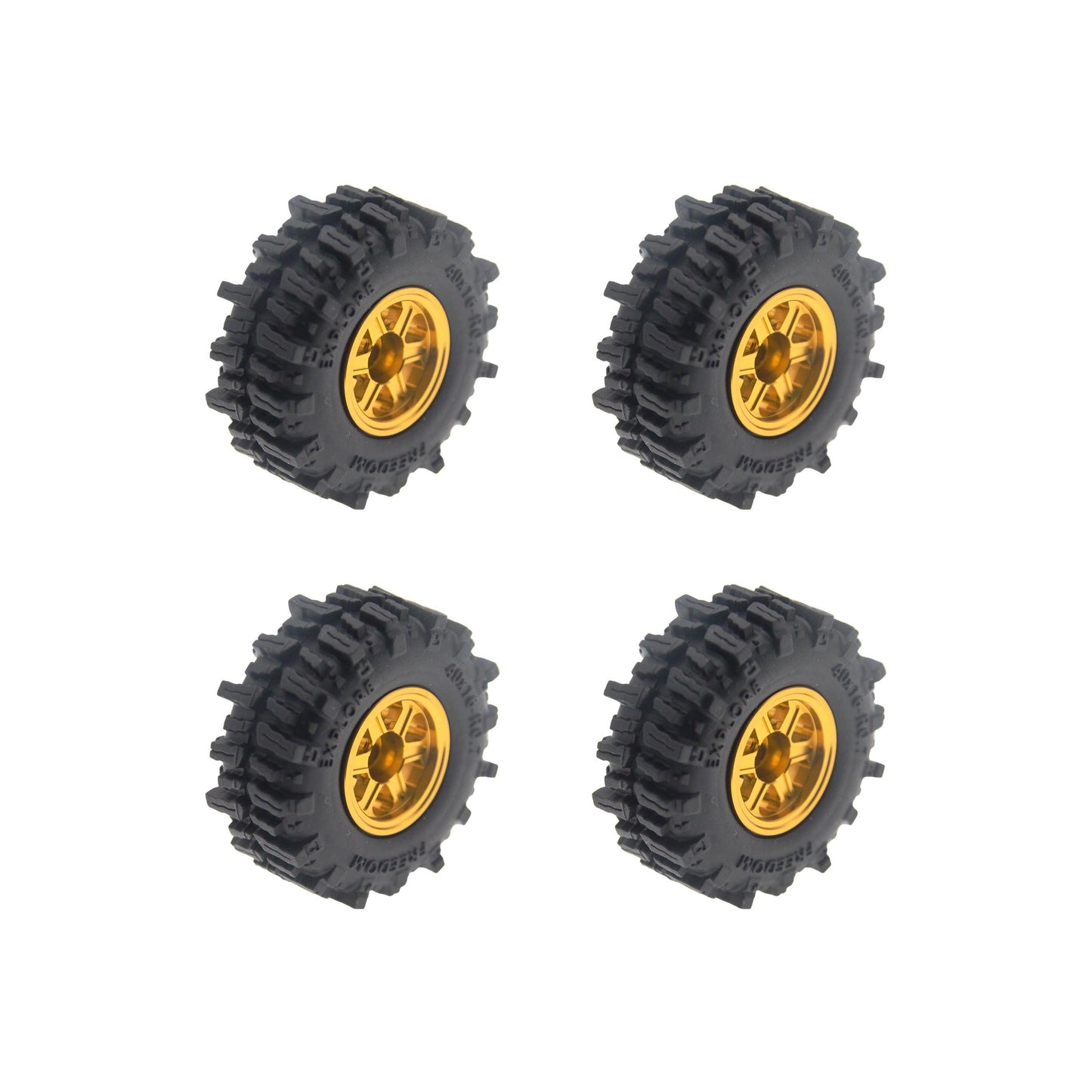 Powerhobby Axial SCX30 0.7" Aluminum Wheels / Tires (4) Gold Type B