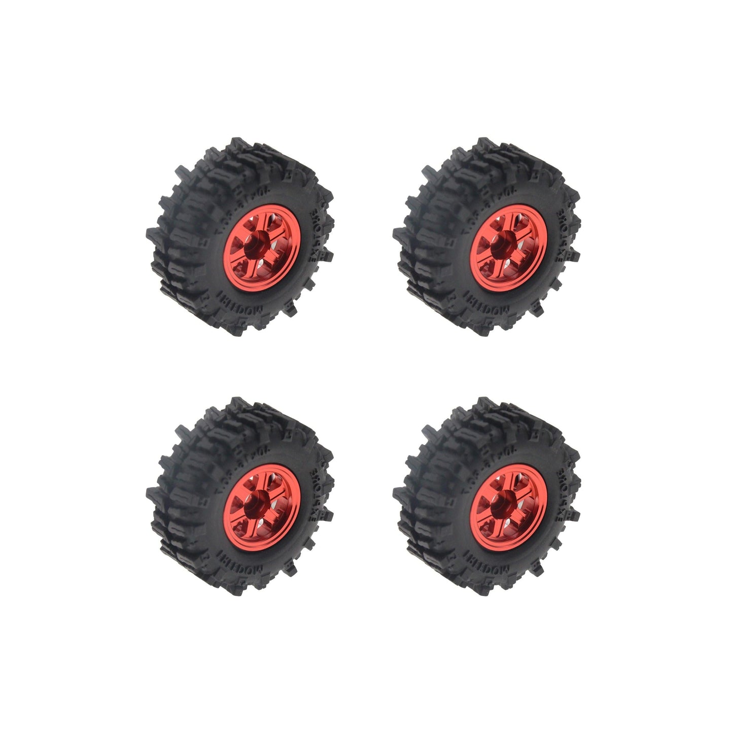 Powerhobby Axial SCX30 0.7" Aluminum Wheels / Tires (4) Red Type B