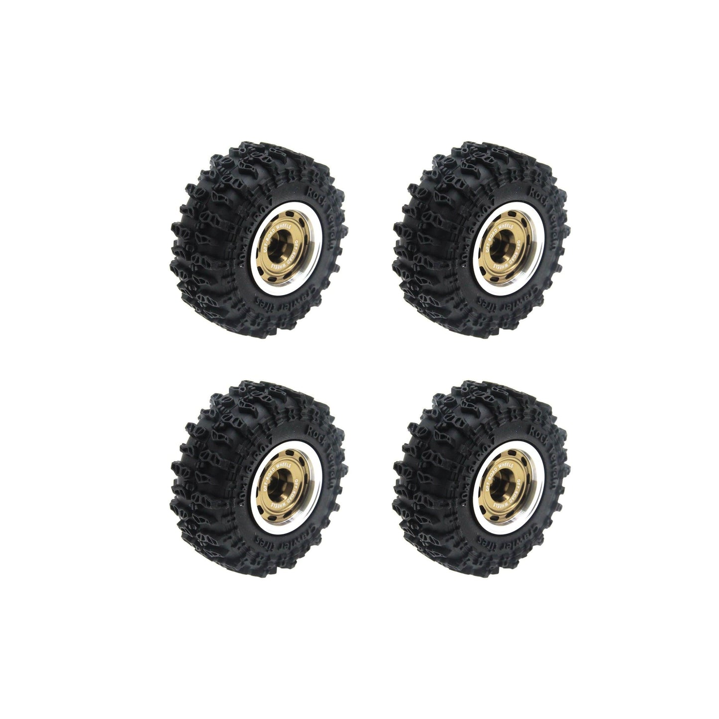 Powerhobby Axial SCX30 0.7" Beadlock Aluminum Wheels / Tires (4) Gold Type A