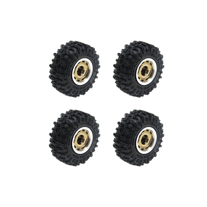 Powerhobby Axial SCX30 0.7" Beadlock Aluminum Wheels / Tires (4) Gold Type A