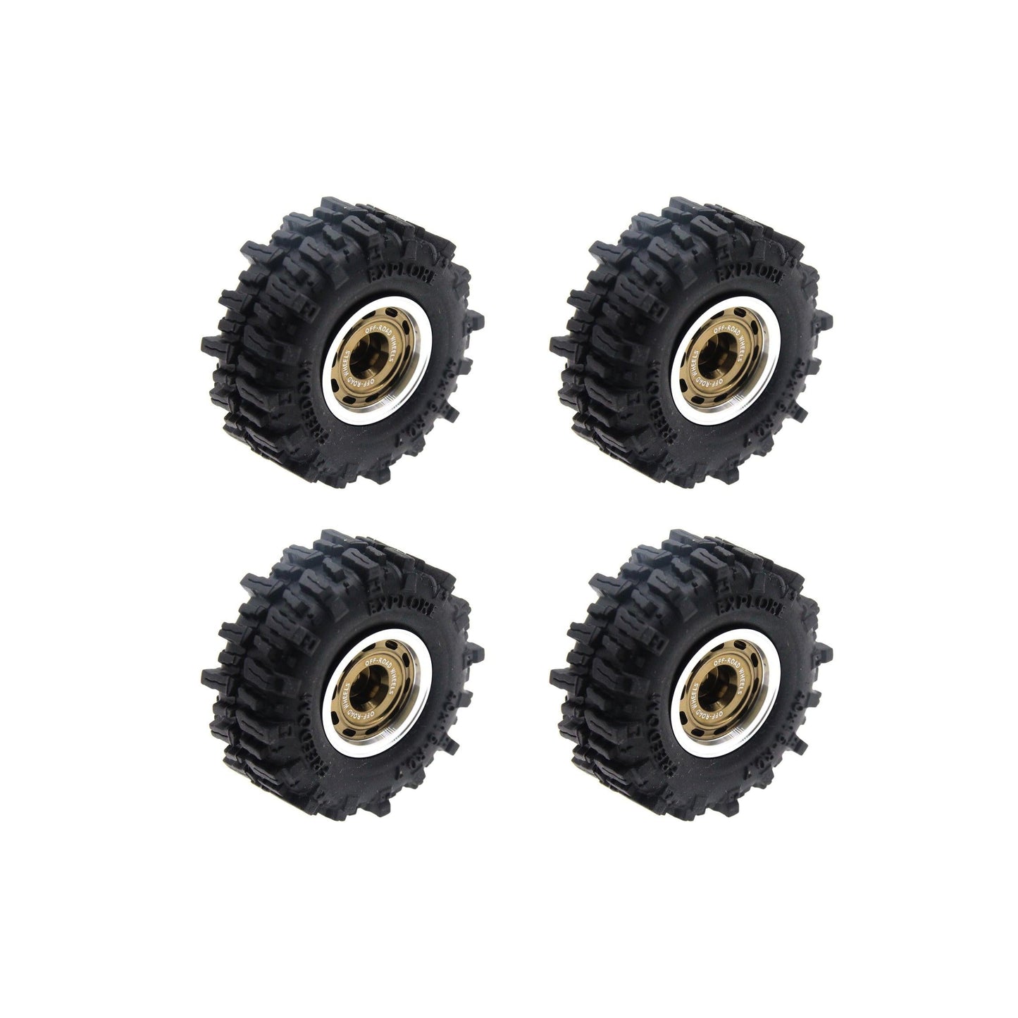 Powerhobby Axial SCX30 0.7" Beadlock Aluminum Wheels / Tires (4) Gold Type B