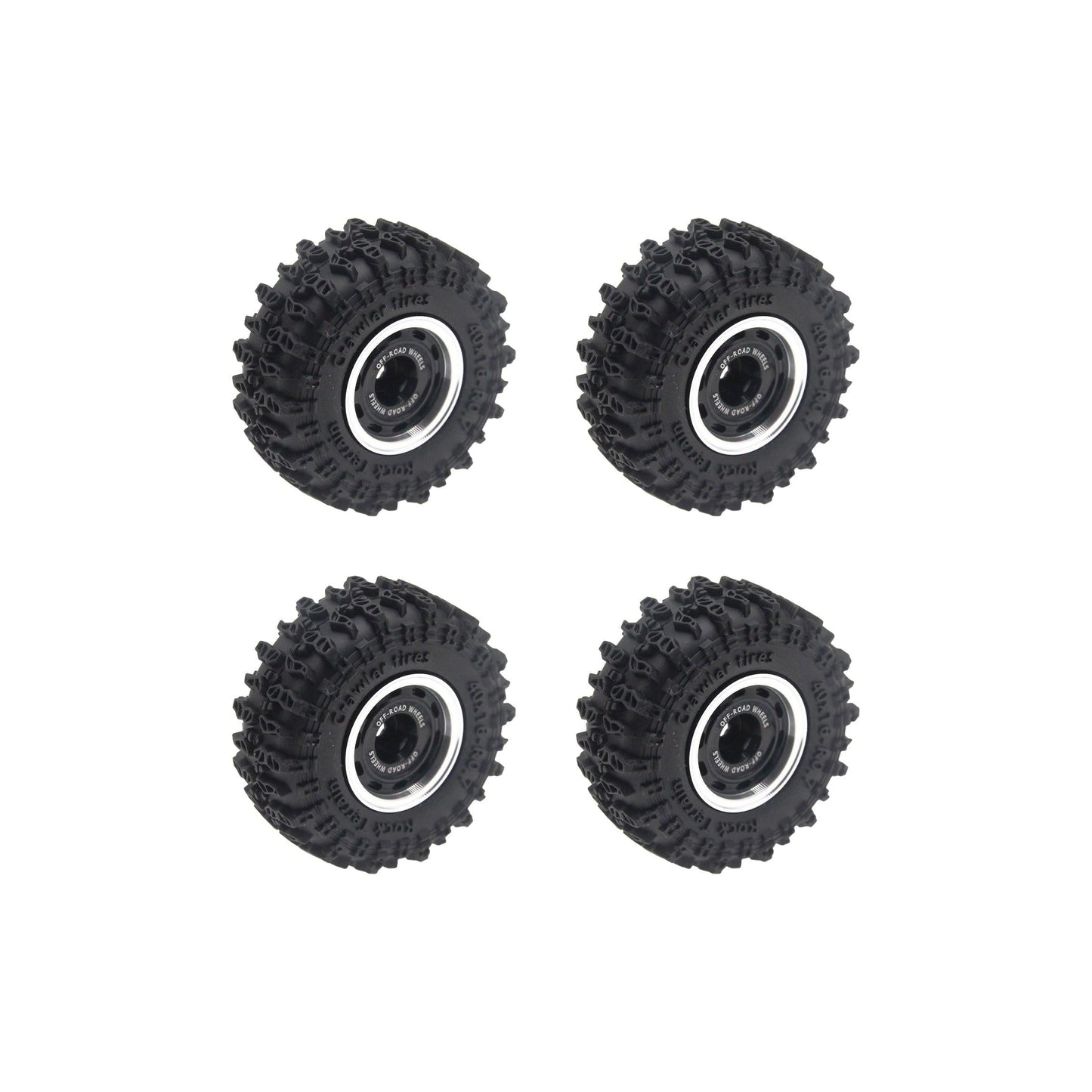 Powerhobby Axial SCX30 0.7" Beadlock Aluminum Wheels / Tires (4) Black Type A