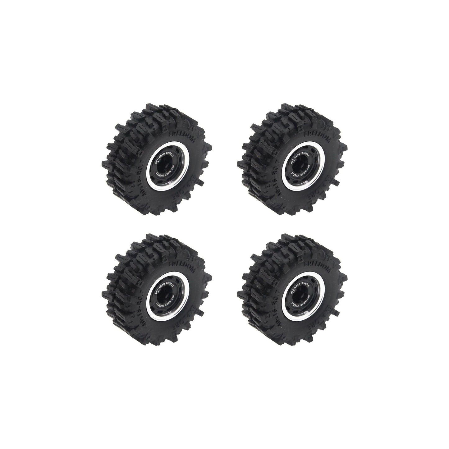 Powerhobby Axial SCX30 0.7" Beadlock Aluminum Wheels / Tires (4) Black Type B