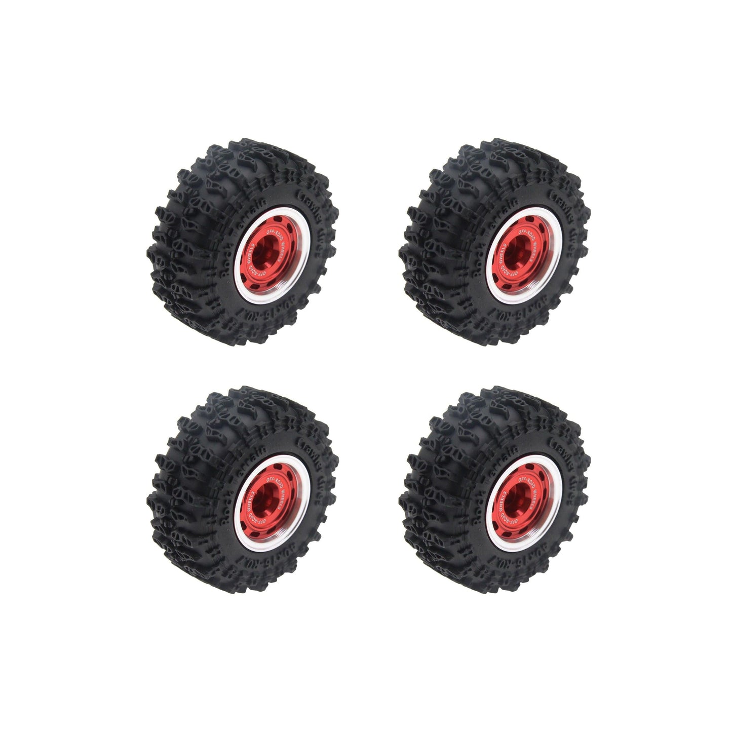 Powerhobby Axial SCX30 0.7" Beadlock Aluminum Wheels / Tires (4) Red Type A