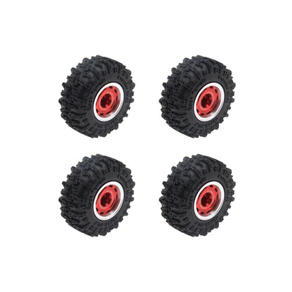 Powerhobby Axial SCX30 0.7" Beadlock Aluminum Wheels / Tires (4) Red Type A