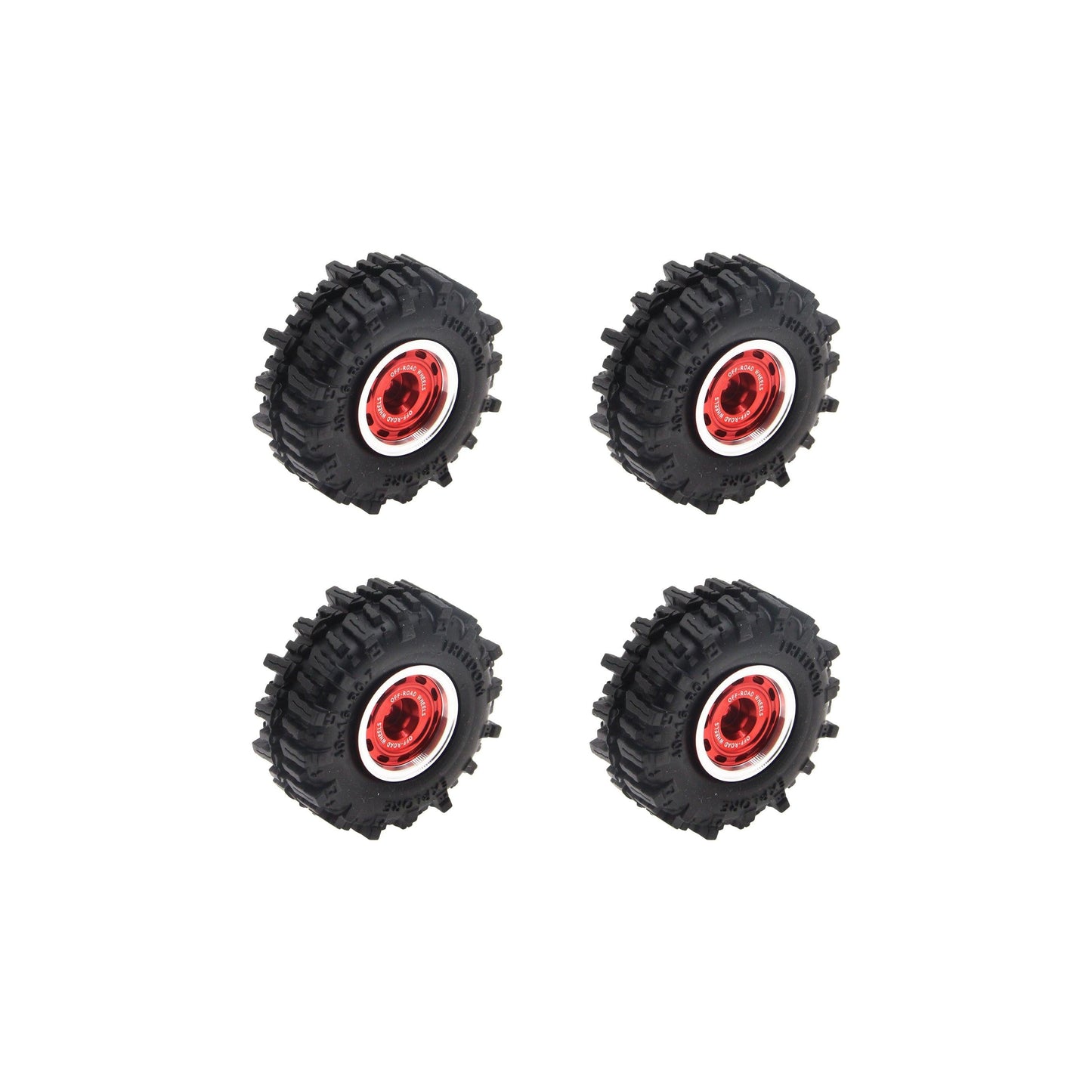 Powerhobby Axial SCX30 0.7" Beadlock Aluminum Wheels / Tires (4) Red Type B