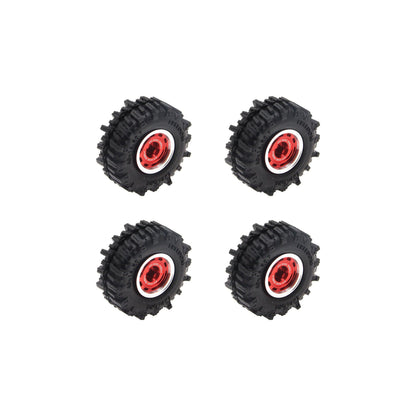 Powerhobby Axial SCX30 0.7" Beadlock Aluminum Wheels / Tires (4) Red Type B
