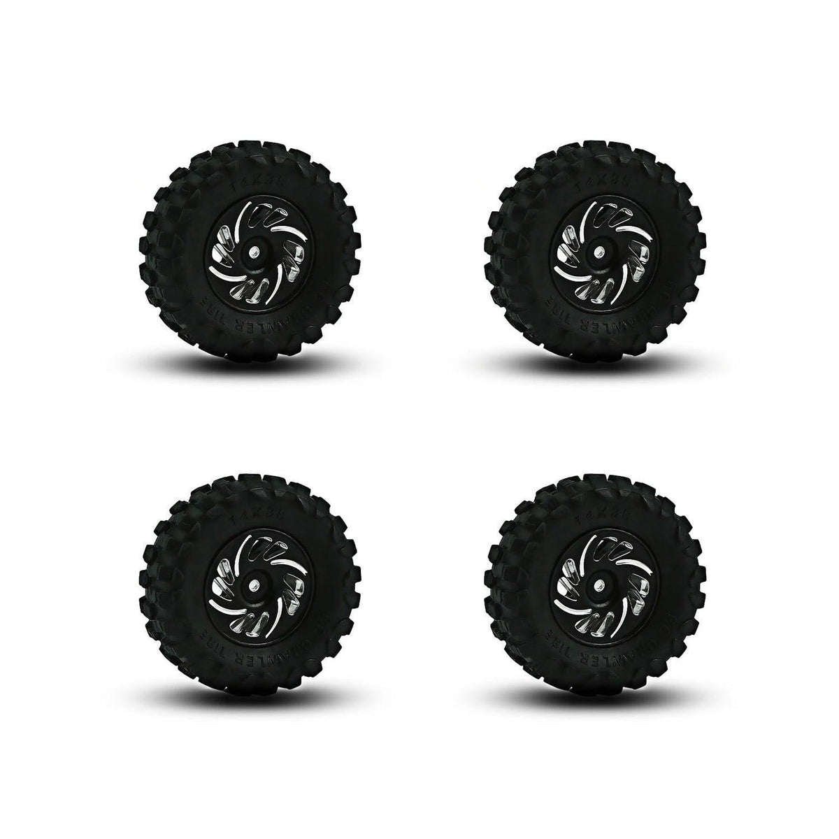 Powerhobby Axial SCX30 Aluminum Beadlock Tires (35mm) / Wheels (4) Black