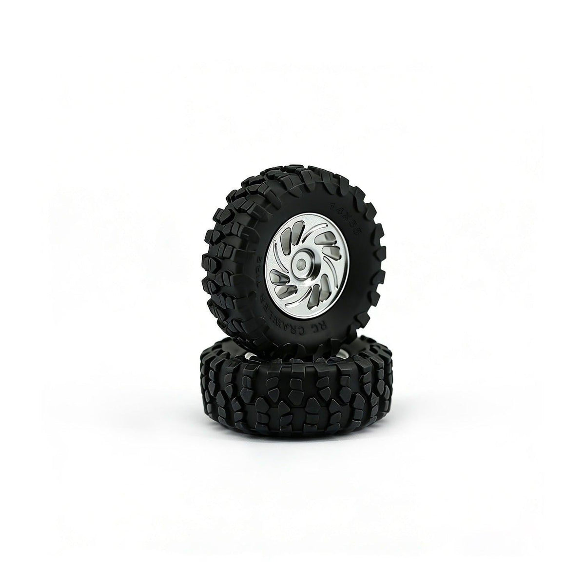 Powerhobby Axial SCX30 Aluminum Beadlock Tires (35mm) / Wheels (4) Silver