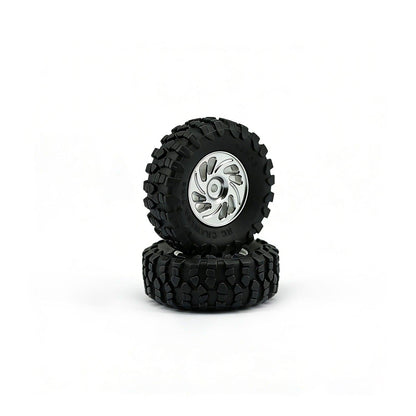 Powerhobby Axial SCX30 Aluminum Beadlock Tires (35mm) / Wheels (4) Silver