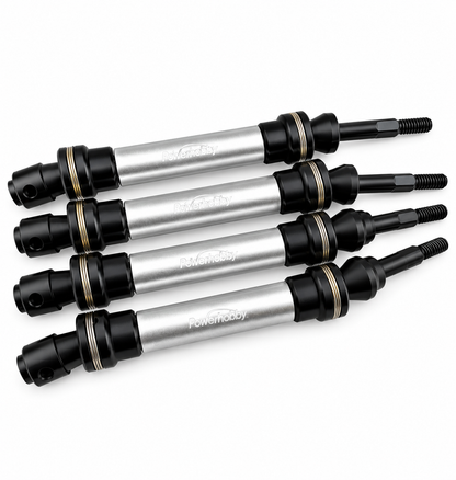 Powerhobby Front & Rear HD Steel Driveshafts / CVD Silver FOR Traxxas Slash 4WD