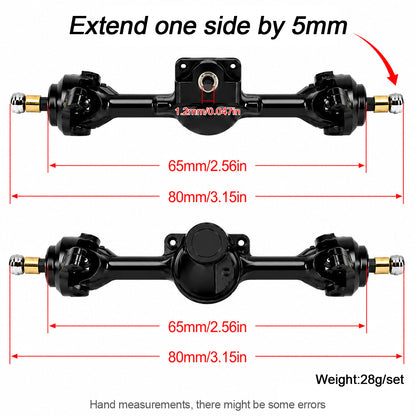 Powerhobby Axial SCX30 Front + Rear Aluminum Extended Axles w +5MM Grey