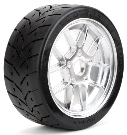 Powerhobby 1/8 Gripper 42/100 Belted Mounted Tires 17mm Chrome Wheels V2