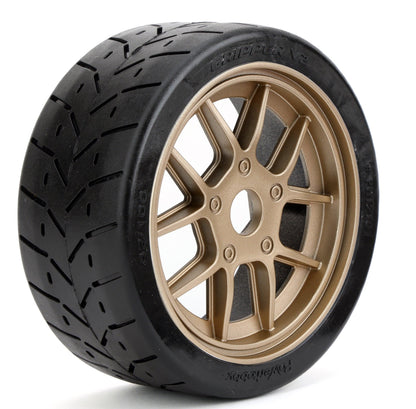 Powerhobby 1/8 Gripper 42/100 Belted Mounted Tires 17mm Gold Wheels V2