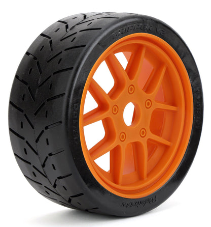 Powerhobby 1/8 Gripper 42/100 Belted Mounted Tires 17mm Orange Wheels V2