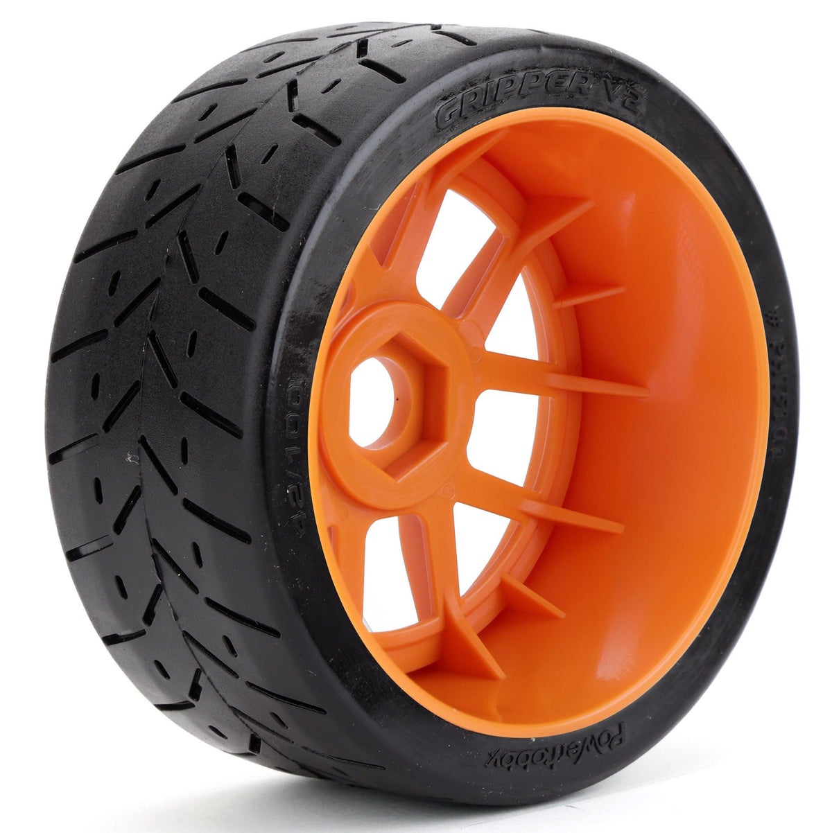 Powerhobby 1/8 Gripper 42/100 Belted Mounted Tires 17mm Orange Wheels V2