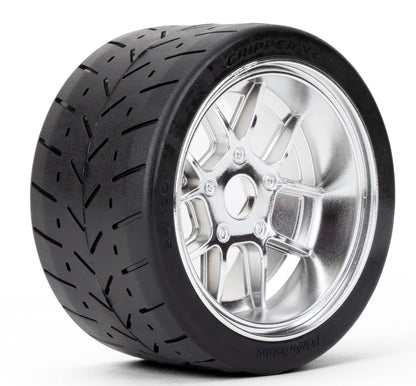 Powerhobby 1/8 Gripper 54/100 Belted Mounted Tires 17mm Chrome Wheels V2 (2)