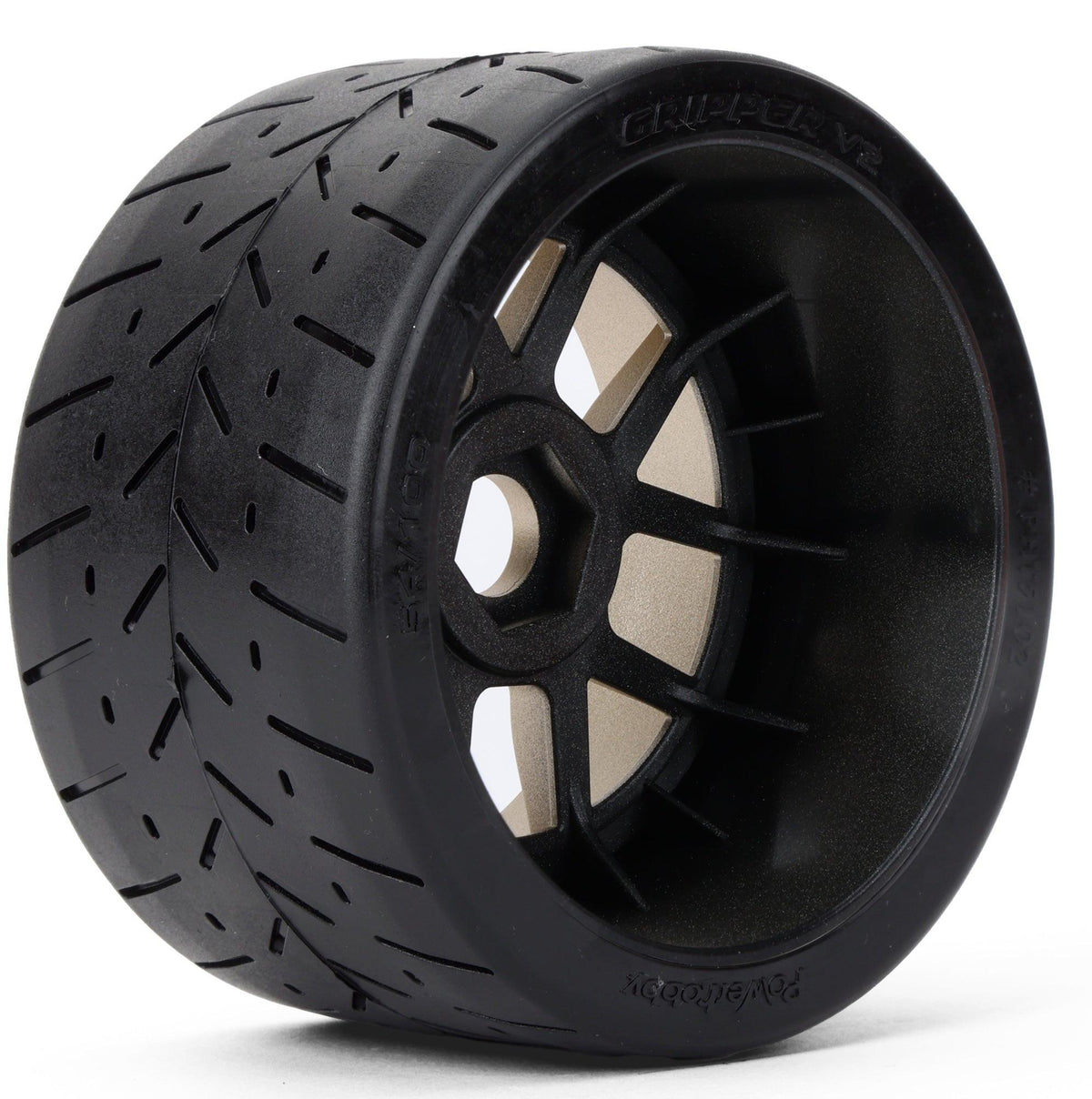Powerhobby 1/8 Gripper 54/100 Belted Mounted Tires 17mm Gold Wheels V2 (2)
