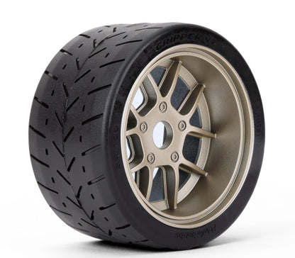 Powerhobby 1/8 Gripper 54/100 Belted Mounted Tires 17mm Gold Wheels V2 (2)