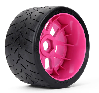 Powerhobby 1/8 Gripper 54/100 Belted Mounted Tires 17mm Hot Pink Wheels V2 (2)