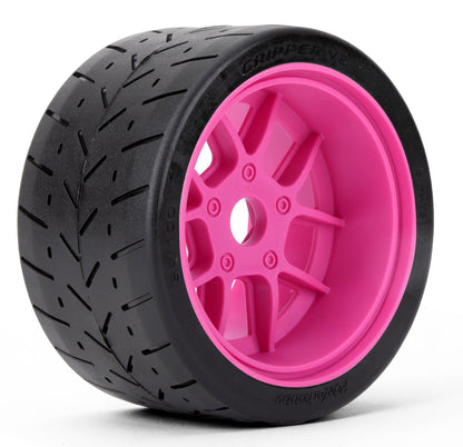 Powerhobby 1/8 Gripper 54/100 Belted Mounted Tires 17mm Hot Pink Wheels V2 (2)