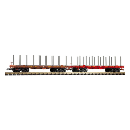 Piko 38773 G Scale Santa Fe Flatcar with Stakes, 2-Pack
