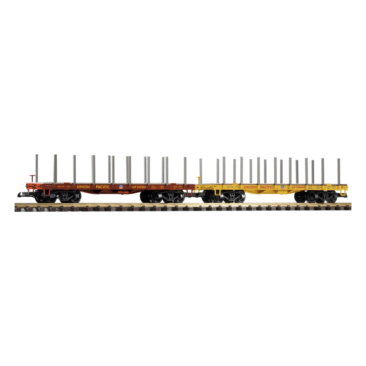 Piko 38774 G Scale Union Pacific Flatcar with Stakes, 2-Pack