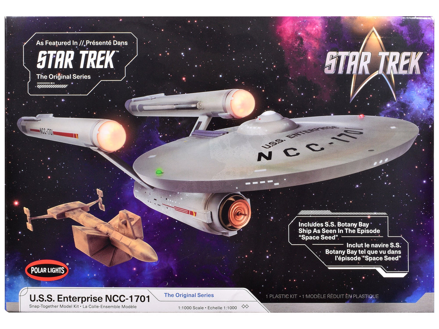 Skill 2 Model Kit U.S.S. Enterprise NCC-1701 Spaceship "Star Trek" (1966) TV Series 1/1000 Scale Model by Polar Lights  free shipping USA