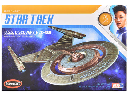 Skill 2 Snap Model Kit U.S.S. Discovery NCC-1031 Spacecraft "Star Trek: Discovery" (2017-2024) TV Series 1/2500 Scale Model by Polar Lights  free shipping USA