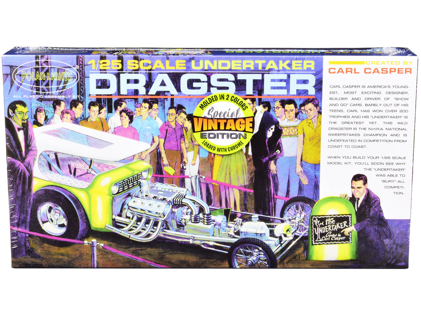 Skill 2 Model Kit Undertaker Dragster by Carl Casper 1/25 Scale Model by Polar Lights  free shipping USA