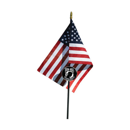 POW/MIA Veteran Grave Marker With 30 Inch Tall American Cemetery Flag, Officially Licensed Military Seal.