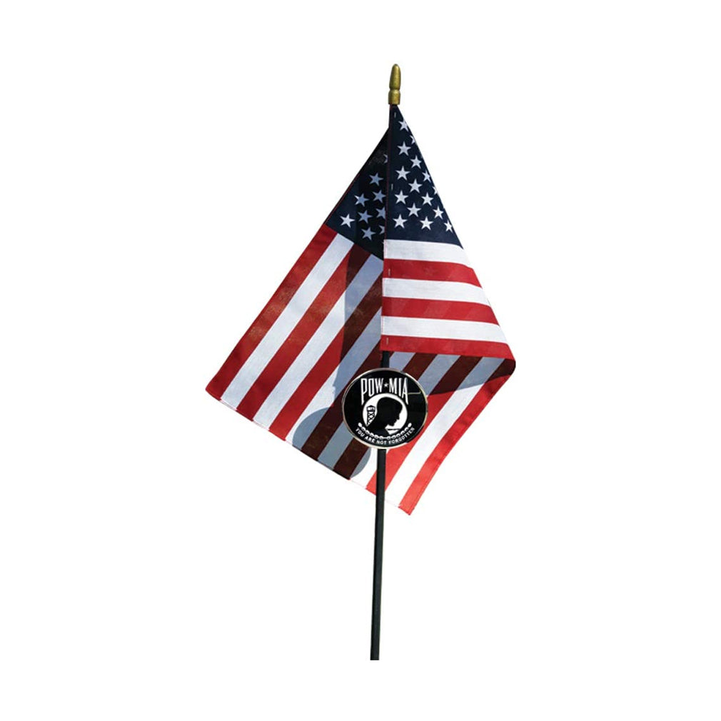 POW/MIA Veteran Grave Marker With 30 Inch Tall American Cemetery Flag, Officially Licensed Military Seal.