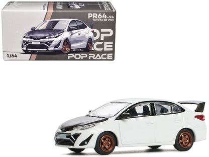 Toyota GR Vios White with Carbon Hood 1/64 Diecast Model Car by Pop Race  free shipping USA