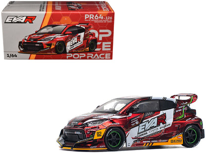Toyota Goodride GR Yaris RHD (Right Hand Drive) "EVA RT Production Model-02" Red Metallic with Graphics 1/64 Diecast Model Car by Pop Race  free shipping USA