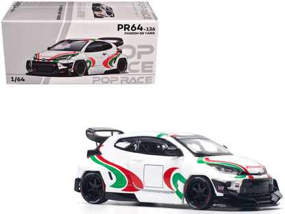 Toyota Pandem GR Yaris RHD (Right Hand Drive) "Rally Livery" White with Red and Green Graphics 1/64 Diecast Model Car by Pop Race  free shipping USA