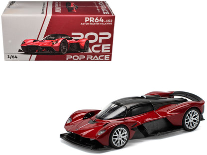 Aston Martin Valkyrie Supernova Red Metallic with Carbon Top 1/64 Diecast Model Car by Pop Race  free shipping USA