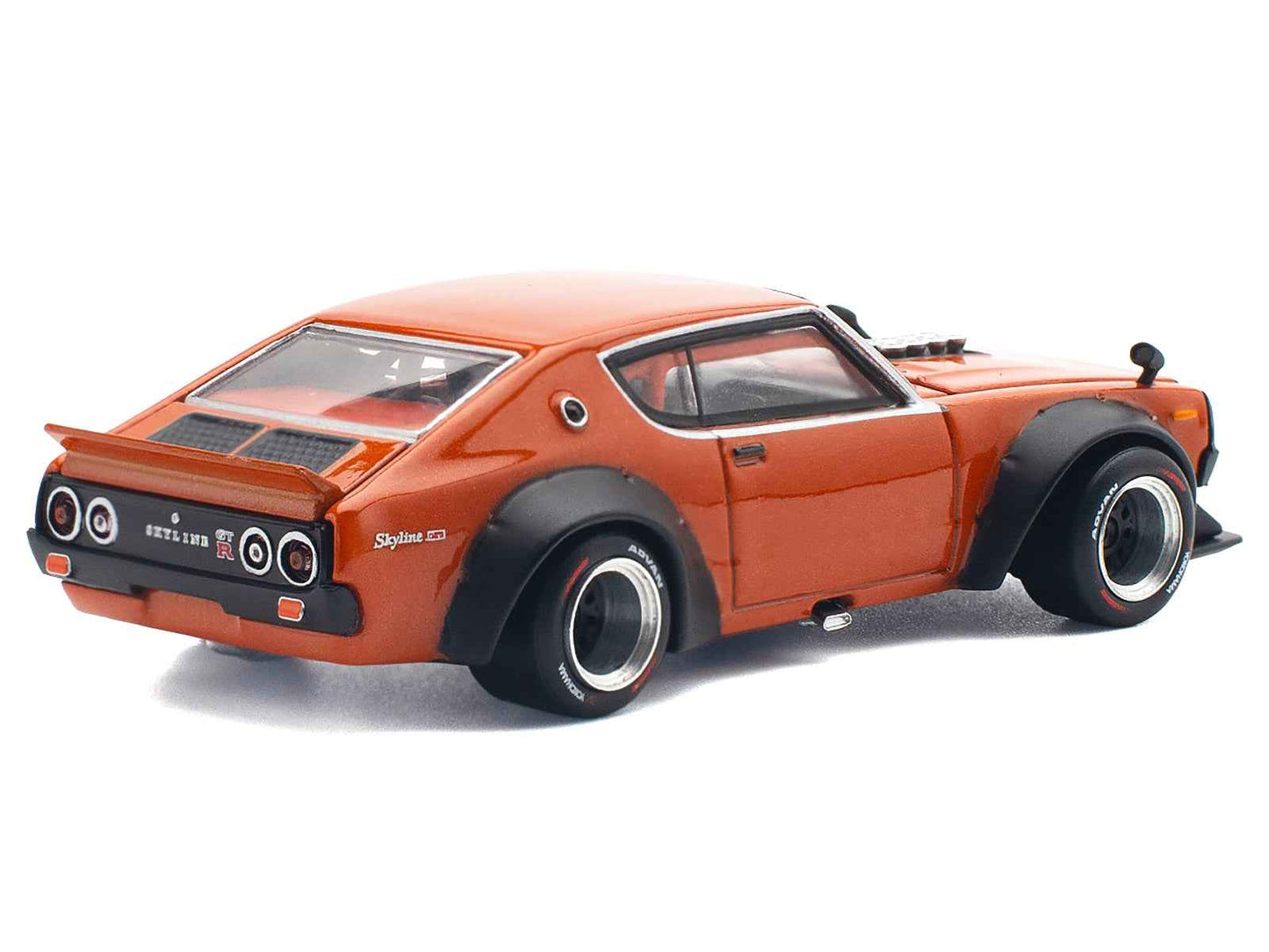 Skyline GT-R V8 Drift "Kenmeri" RHD (Right Hand Drive) Orange Metallic 1/64 Diecast Model Car by Pop Race